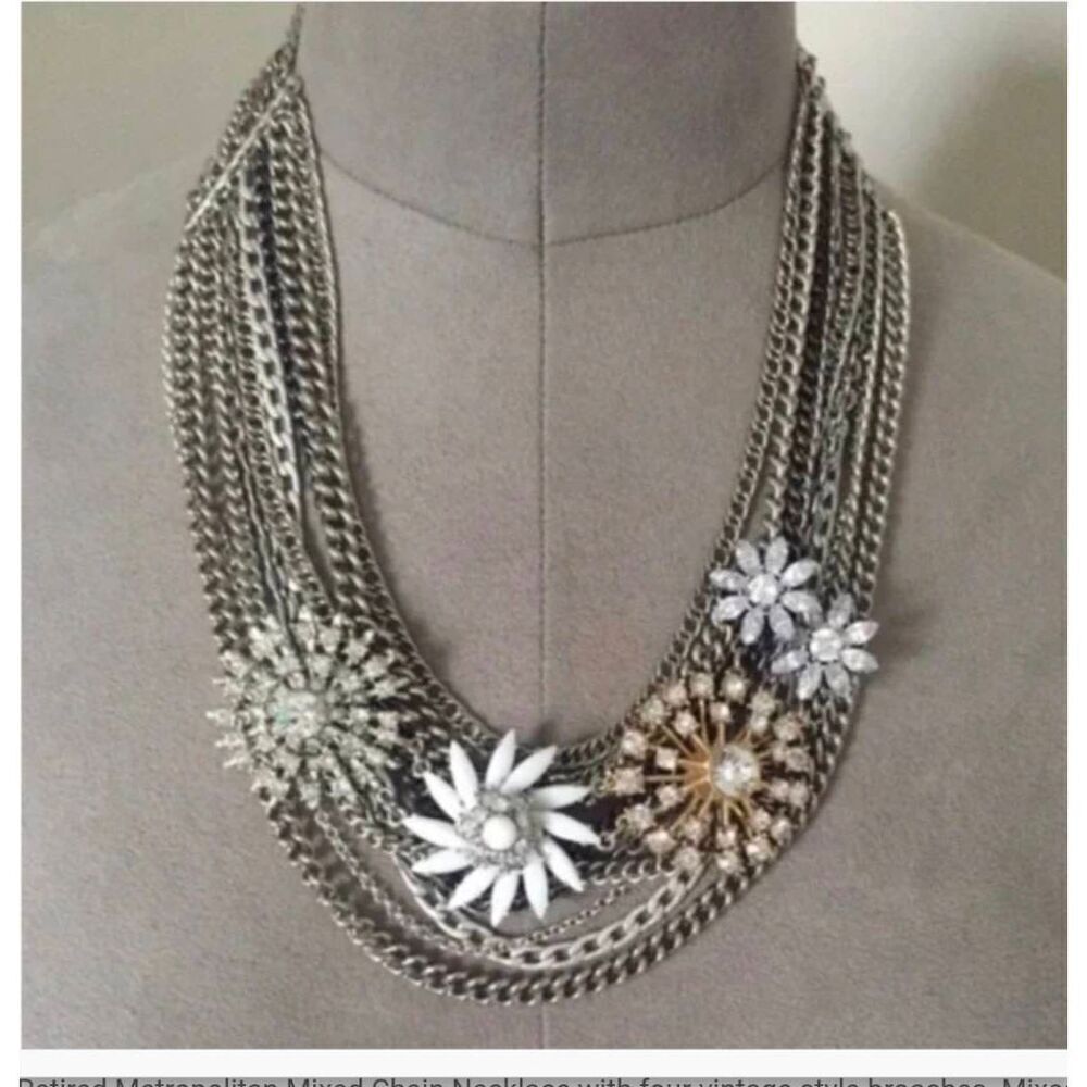 STELLA & DOT Retired Multi Chain Metropolitan Crystal Jeweled Statement Necklace